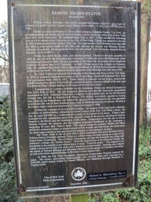 Samuel Tilden Statue Marker. Click for full size. Samuel Tilden Statue Marker image. Click for full size.
