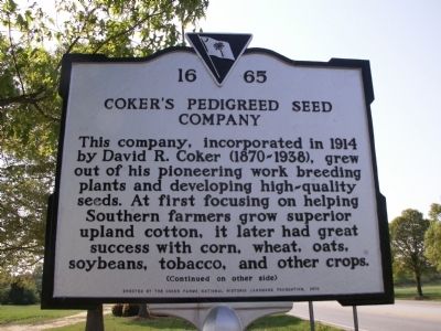 Coker's Pedigreed Seed Company /Coker Experimental Farms Marker image. Click for full size.