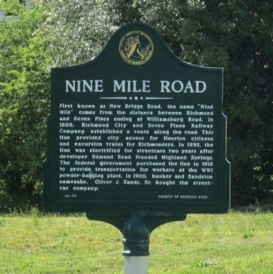 Nine Mile Road Marker image. Click for full size.