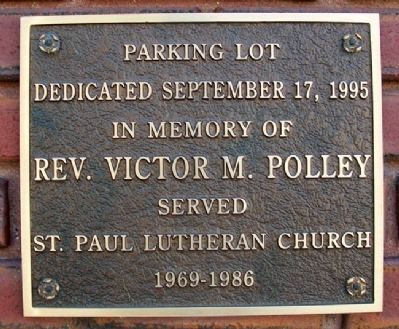 St. Paul Lutheran Church - Rev. Polley Marker image. Click for full size.