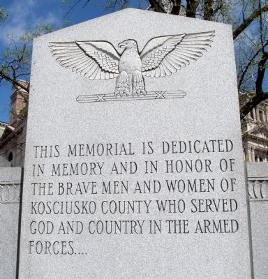 Top Center Panel - - Kosciusko County War Memorial Marker image. Click for full size.