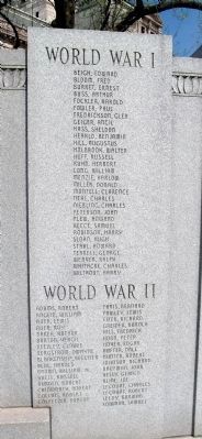 W.W. I -and- W.W. II - - Names Listed image. Click for full size.
