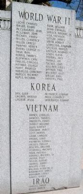 W.W. II - Korea - Vietnam - Iraq - - Names Listed image. Click for full size.