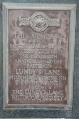 One Hundredth Anniversary of the Battle of Lundy's Lane Marker image. Click for full size.