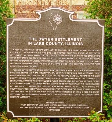 The Dwyer Settlement in Lake County, Illinois Marker image. Click for full size.