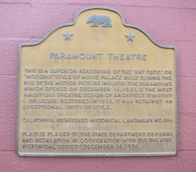 Paramount Theatre Marker image. Click for full size.