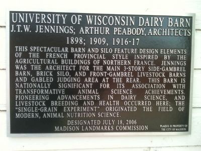 University of Wisconsin Dairy Barn Marker. Click for full size. University of Wisconsin Dairy Barn Marker image. Click for full size.
