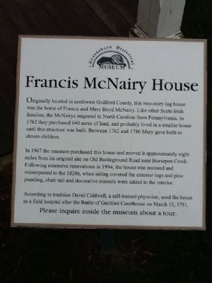 Francis McNairy House Marker. Click for full size. Francis McNairy House Marker image. Click for full size.
