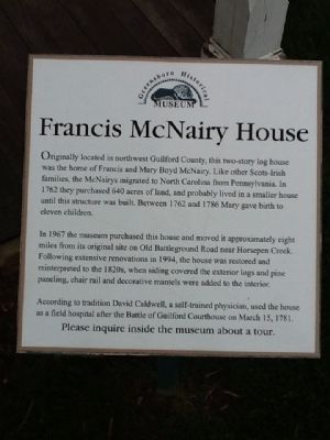 Francis McNairy House Marker image. Click for full size.