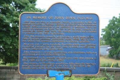 In Memory of John Bean, Ph.D., M.D. Marker image. Click for full size.