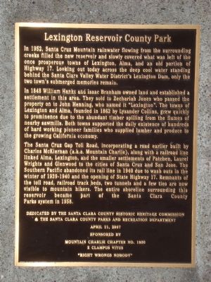 Lexington Reservoir County Park Marker image. Click for full size.
