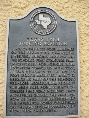 Texas Tech Judging Pavilion Marker image. Click for full size.