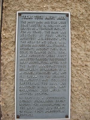 Texas Tech Dairy Barn Marker image. Click for full size.