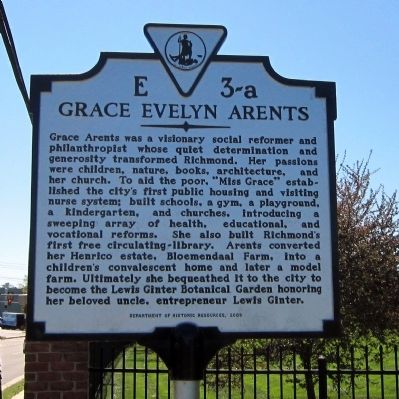 Grace Evelyn Arents Marker. Click for full size. Grace Evelyn Arents Marker image. Click for full size.