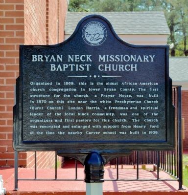 Bryan Neck Missionary Baptist Church Marker. Click for full size. Bryan Neck Missionary Baptist Church Marker image. Click for full size.