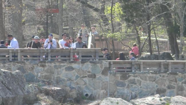 Tourists gathered near the People and the Potomac Marker. Click for full size. Tourists gathered near the People and the Potomac Marker image. Click for full size.