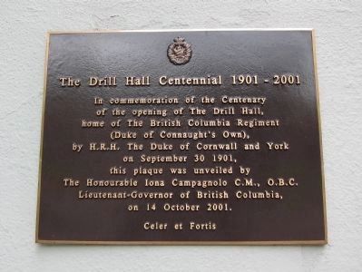 Drill Hall Centennial Plaque. Click for full size. Drill Hall Centennial Plaque image. Click for full size.
