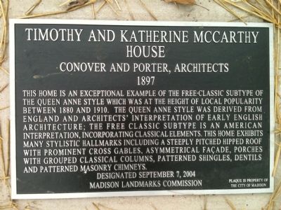 Timothy and Katherine McCarthy House Marker. Click for full size. Timothy and Katherine McCarthy House Marker image. Click for full size.