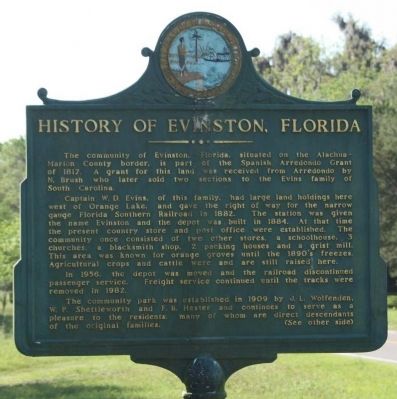 History of Evinston, Florida Marker image. Click for full size.