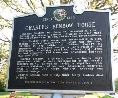 Charles Benbow House Marker image. Click for full size.