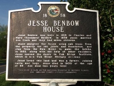 Jesse Benbow House Marker image. Click for full size.