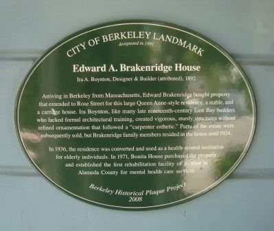 Edward A. Brakenridge House Marker image. Click for full size.