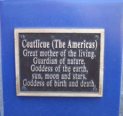 Coatlicue Plaque Located on the Gaia Building. Click for full size. Coatlicue Plaque Located on the Gaia Building image. Click for full size.