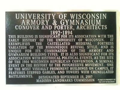 University of Wisconsin Armory & Gymnasium Marker image. Click for full size.
