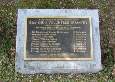 91st Ohio Volunteer Infantry Marker. Click for full size. 91st Ohio Volunteer Infantry Marker image. Click for full size.
