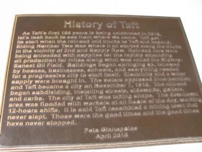 History of Taft Marker image. Click for full size.