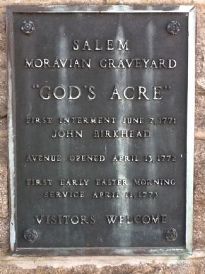 Salem Moravian Graveyard Marker image. Click for full size.