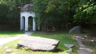 Sieur de Monts Spring House and "Sweet Waters of Acadia" Engraved Rock. Click for full size. Sieur de Monts Spring House and "Sweet Waters of Acadia" Engraved Rock image. Click for full size.