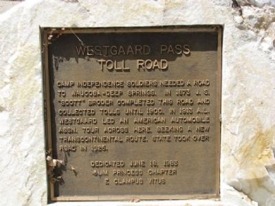 Westgaard Pass Toll Road Marker. Click for full size. Westgaard Pass Toll Road Marker image. Click for full size.
