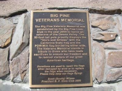Big Pine Veterans Memorial Marker #1 image. Click for full size.