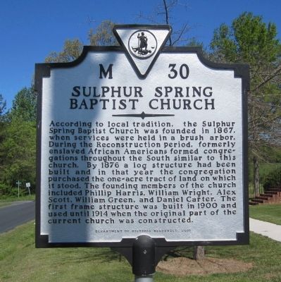 Sulphur Spring Baptist Church Marker image. Click for full size.