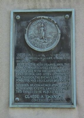 Second Virginia Cavalry, C.S.A. Tablet image. Click for full size.
