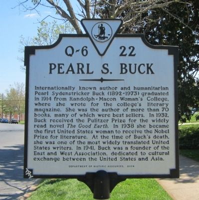 Pearl S. Buck Marker image. Click for full size.