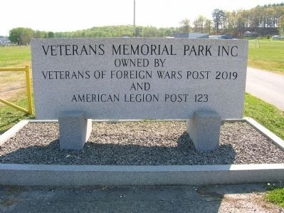 Nearby marker at Veteran's Park entrance image. Click for full size.