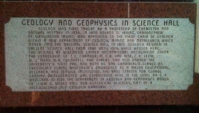 Geology and Geophysics in Science Hall Marker image. Click for full size.