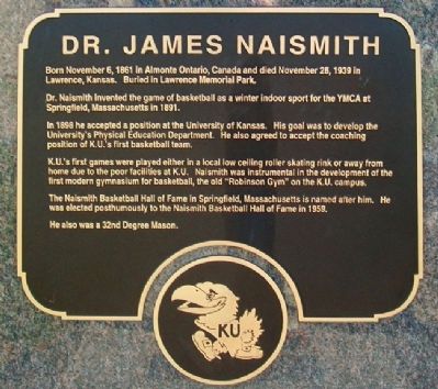 Dr. James Naismith Monument. Click for full size. Dr. James Naismith Monument image. Click for full size.