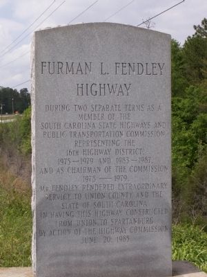 Furman L Fendley Highway Marker image. Click for full size.