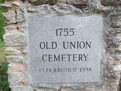 1755 Cemetery of Union Church Marker image. Click for full size.
