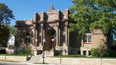 Lawrence City [Carnegie] Library and Markers image. Click for full size.