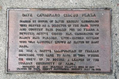 Dave Cavagnaro Circus Plaza Marker image. Click for full size.