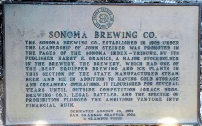 Sonoma Brewing Company Marker. Click for full size. Sonoma Brewing Company Marker image. Click for full size.