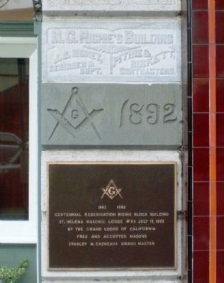 Richie Block - builder's block, cornerstone, and centenary plaque image. Click for full size.
