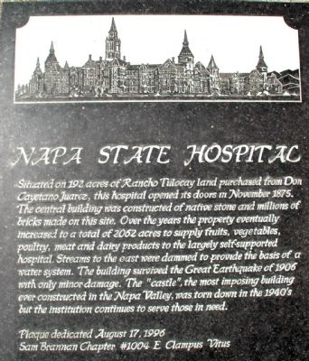 Napa State Hospital Marker image. Click for full size.
