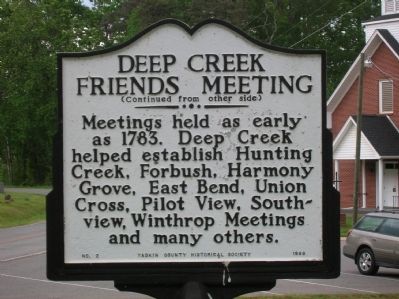 Deep Creek Friends Meeting Marker (Back) image. Click for full size.
