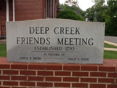 Deep Creek Friends Meeting stone sign image. Click for full size.