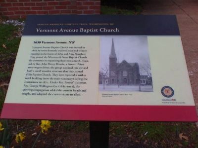 Vermont Avenue Baptist Church Marker image. Click for full size.